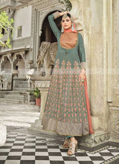 Tamanna Gray Silk and Embroidered Anarkali Suit