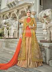 Tamanna Peach Silk and Embroidered Anarkali Suit