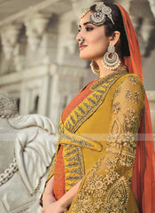 Tamanna Peach Silk and Embroidered Anarkali Suit