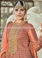 Tamanna Rust Silk and Embroidered Anarkali Suit