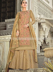 Tamanna Chickoo Silk and Embroidered Anarkali Suit