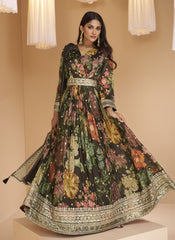 Sayuri Mashooqa Real Georgette Brown Gown With Dupatta