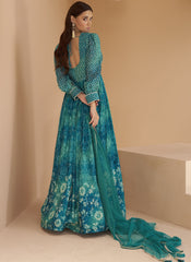 Sayuri Mashooqa Real Georgette Turquoise Gown With Dupatta