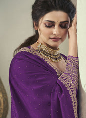 Kuleesh Vinay Shaheen 7 Embroidered Silk Georgette Purple Salwar Kameez