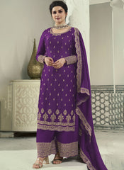 Kuleesh Vinay Shaheen 7 Embroidered Silk Georgette Purple Salwar Kameez