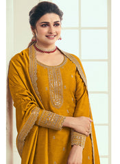 Kuleesh Vinay Shaheen 7 Embroidered Silk Georgette Yellow Salwar Kameez