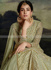 Moh Series Green Heavy Bridal And Party Wear Dresses