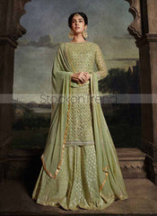 Moh Series Green Heavy Bridal And Party Wear Dresses