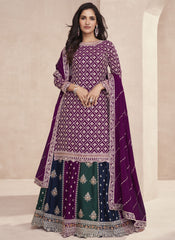 Aashirwad Gulkand Colors Dark Edition Premium Chinnon Silk Salwar Kameez